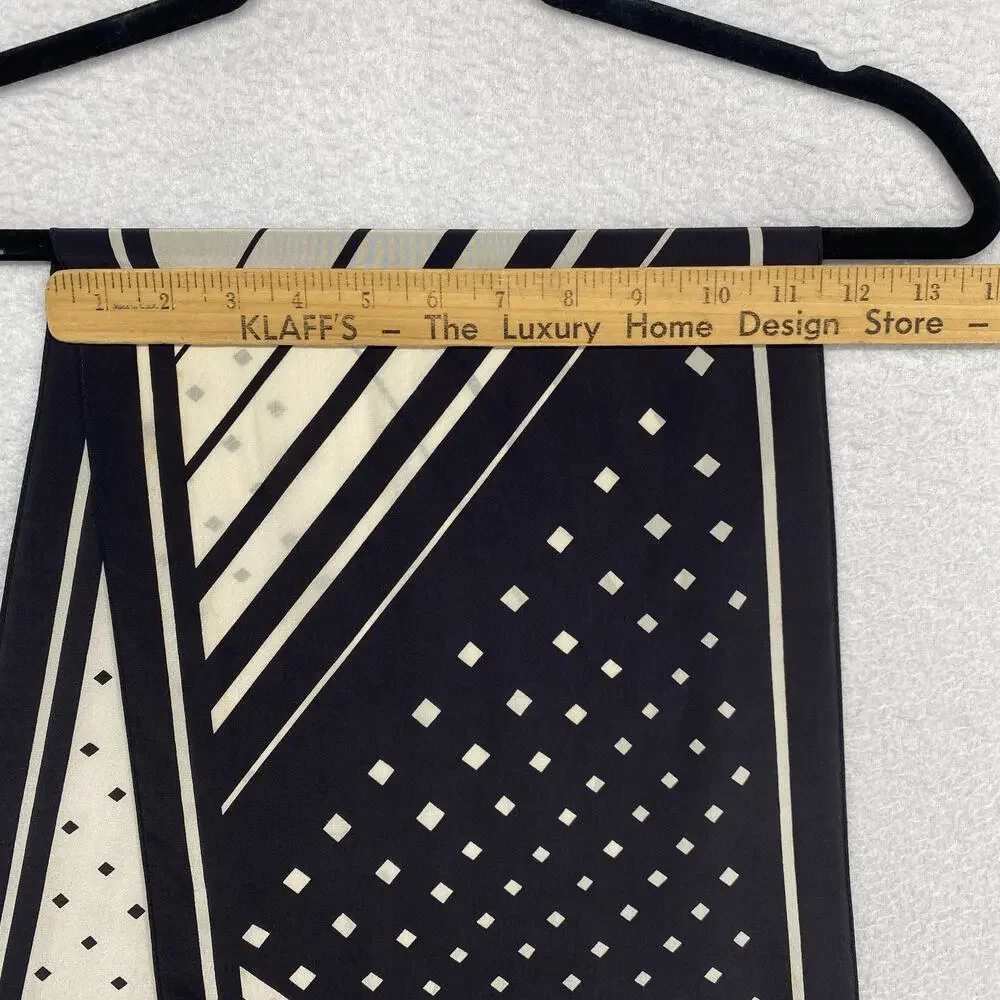 LIBERTY OF LONDON Scarf Silk Crepe de Chine Geometric Black France VTG